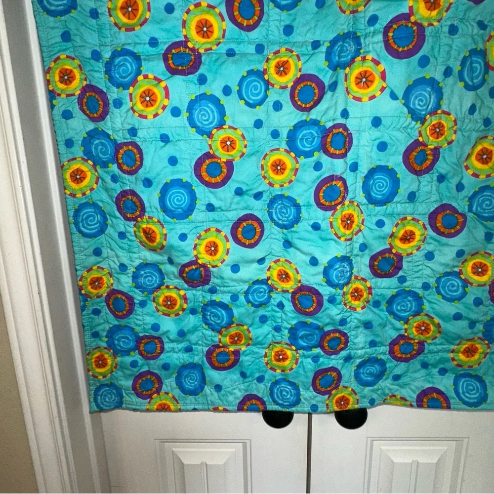Handmade bright lap wall quilt block patchwork machine stitched, 30 X 40